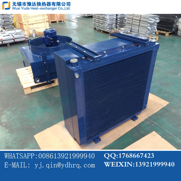 50KW hydraulic oil cooler with fan all aluminum plate fin heat sink